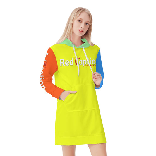 Red Caption Hoodie Dress