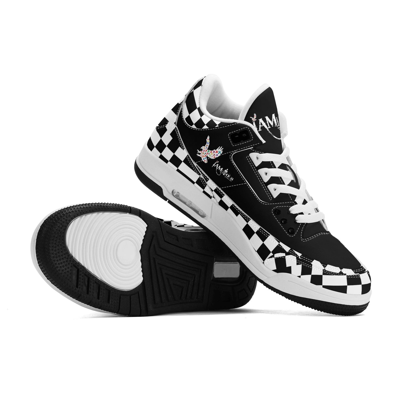 Mens Retro High Top Leather Basketball Sneakers-A5