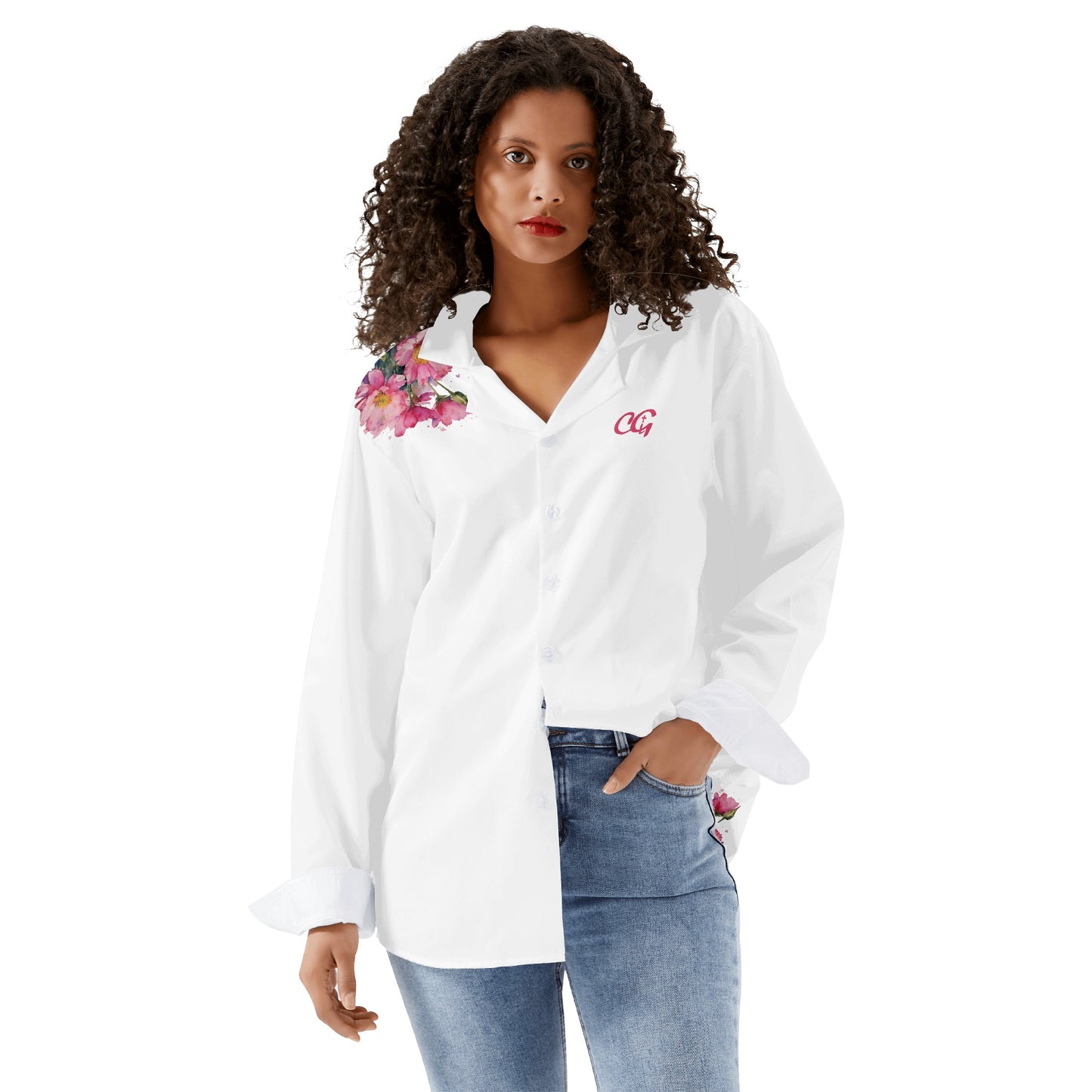 CG Pink Bloom Women's Button Down Shirt