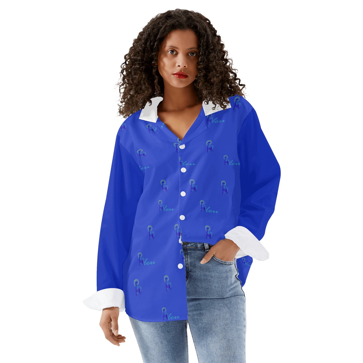 Blue bleu Button Down Shirt