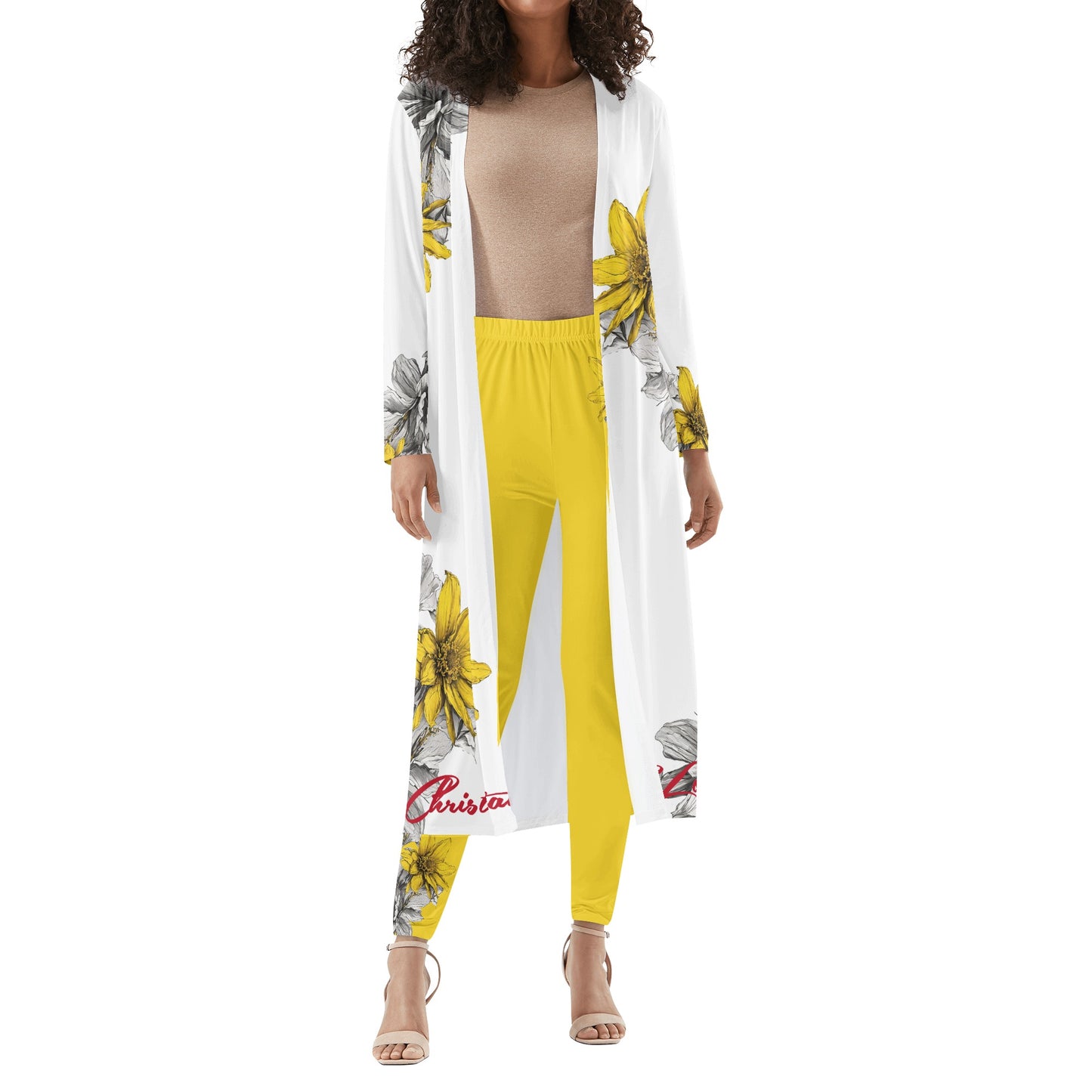 Yellow Bloom - 3 pc Cardigan and Leggins