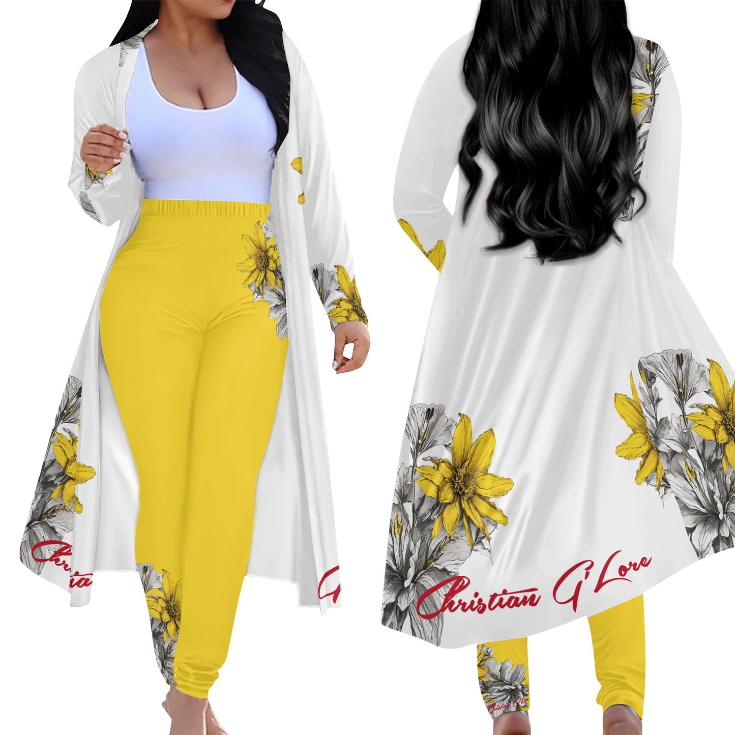 Yellow Bloom - 3 pc Cardigan and Leggins