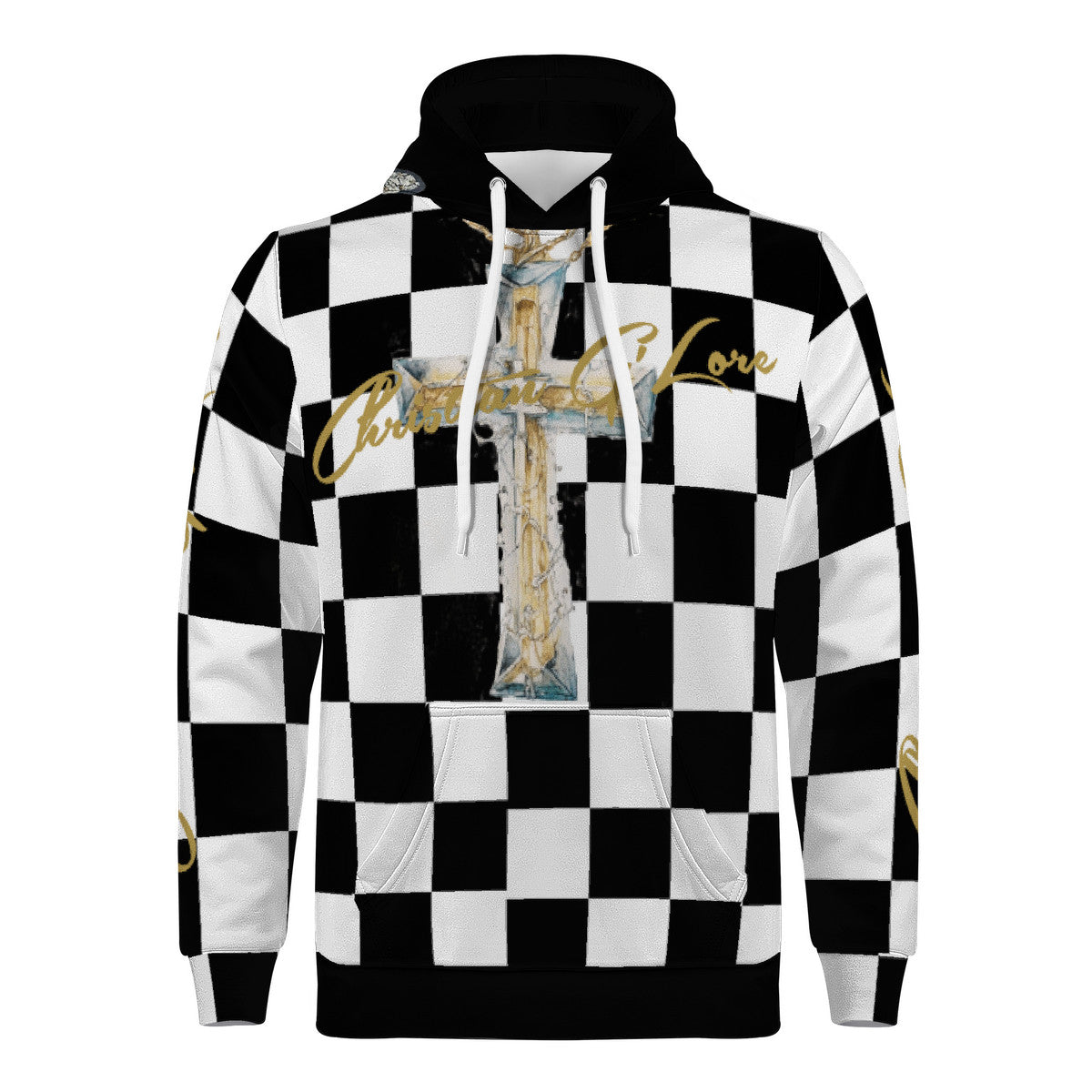 Black, White, and Cross All Over Hoodie