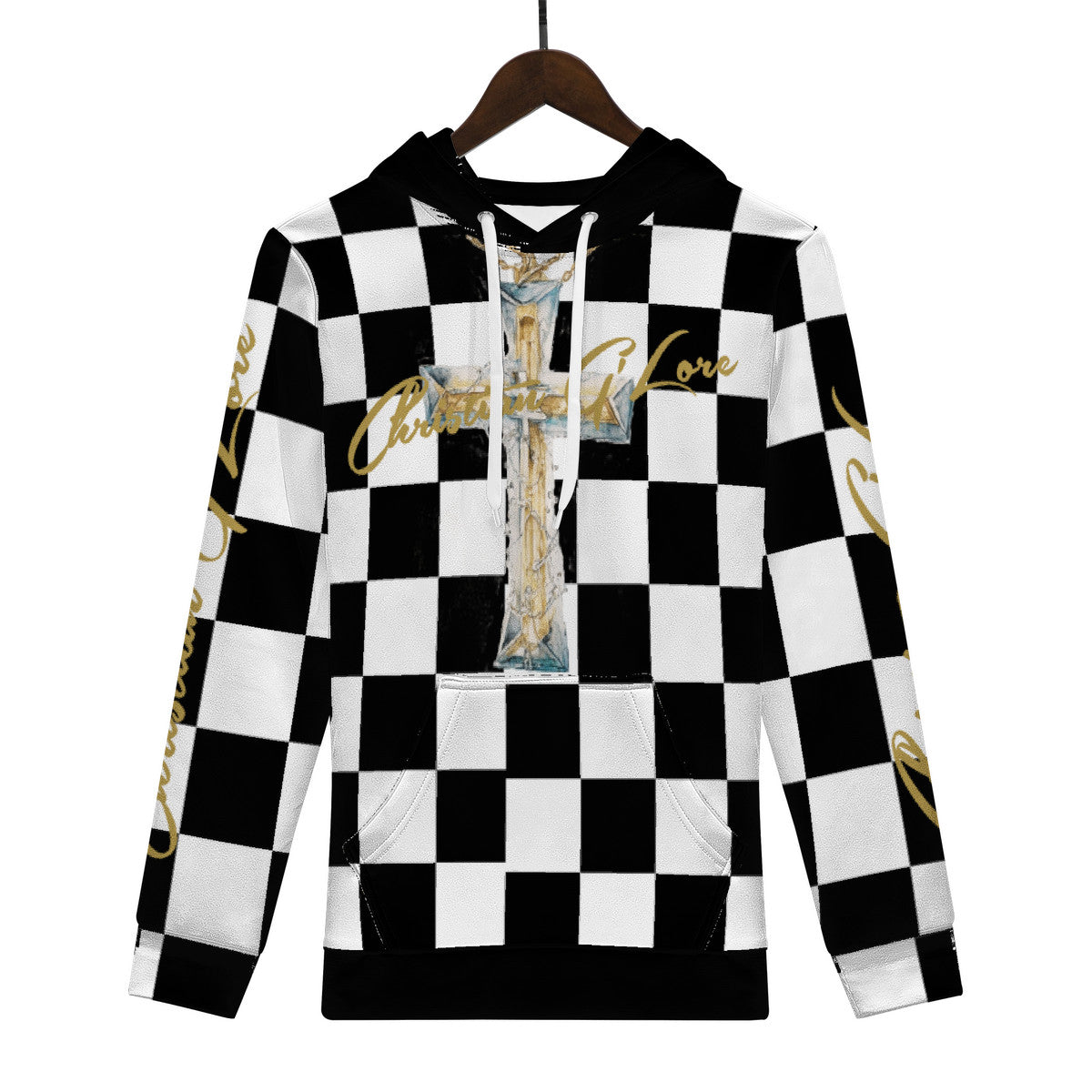 Black, White, and Cross All Over Hoodie